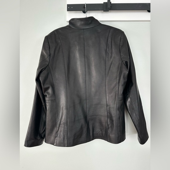 Cole Haan Women's Wing Collar Leather Coat Black $450 msrp - Picture 9 of 15